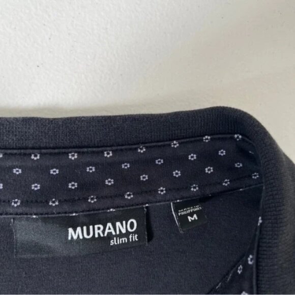 Murano‎ Slim Fit Polo Shirt Black Floral Print 100% Cotton Sz M *see notes - Picture 6 of 8